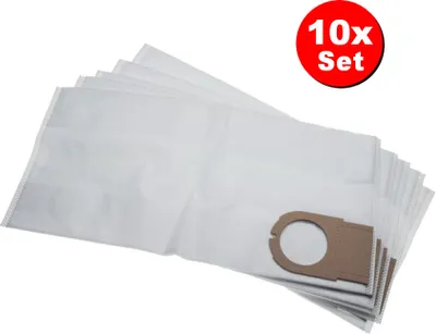 A stack of white vacuum cleaner bags with a brown cardboard connector.
