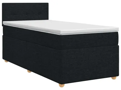 Image de Lit Boxspring avec matelas Noir 90 x 200 cm Tissu