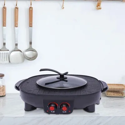 Produktbild von Elektrisches Fondue-Set 2-in-1 mit Grillfunktion, 2000 Watt Leistung, für 5-6 Personen