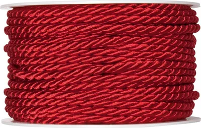 Produktbild von Kordel Uni Acetat Dekoschnur Dekokordel 4mm x 25m, Farbe:rot