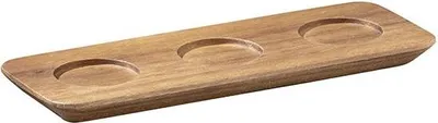 Produktbild von APS 864 Servierbrett NARROW I, 22 x 8 cm, Höhe 1,5 cm, Akazienholz, mit 3 Vertiefungen Ø 4 cm