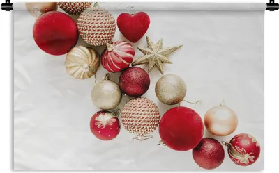 Produktbild von MuchoWow® Wandteppich Wandbehang Winter - Weihnachten - Christbaumkugeln 90x60 cm Tapisserie Dekoration Wandtuch - Wandskulpturen - Bildteppich