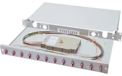 Produktbild von DIGITUS LWL Spleißbox 1HE bestückt 12x LC DX OM4 grau