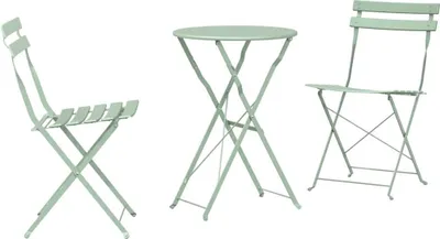 Image de vidaXL Ensemble de table et chaises pliants, 3 pièces, vert "meerschaum", acier