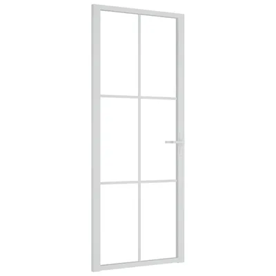 Image de vidaXL Porte intérieure 83x201,5 cm Blanc Verre ESG et aluminium