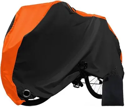 Imagen del producto de Cubiertas impermeables para bicicletas: protección contra los rayos UV y el polvo. Incluyen una funda para bicicletas de montaña y bicicletas eléctricas. Disponibles en color y naranja