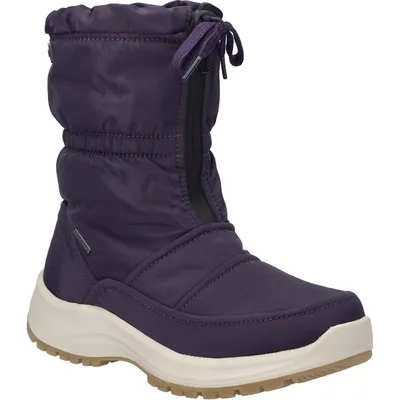 A single purple winter boot shown from a three-quarter angle against a white background.