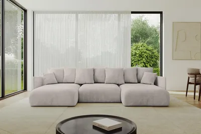 Produktbild von ALTDECOR Ecksofa in U-Form mit Schlaffunktion und Bettkasten ONESK-U 317x177x72 cm Hellbraun - Corner Sofa Bett Eckcouch Couch U-Form Schlafcouch Ausziehbar Wohnlandschaft Schlafsofa Cauchsofa