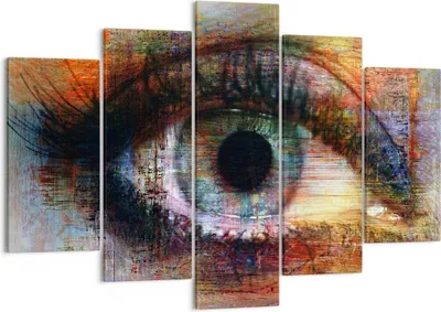 Produktbild von Bild auf Leinwand - Leinwandbild - Auge Abstraktion - 150x100cm - Wand Bild - Wanddeko - Leinwanddruck - Bilder - Kunstdruck - Wanddekoration - Leinwand bilder - Wandkunst - EA150x100-3518
