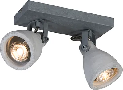 Produktbild von QAZQA - Modern IndustrieSpot I Spotlight I Deckenspot I Deckenstrahler I Strahler I Lampe I Leuchte grau Beton 2-flammig-flammig - Creto I Wohnzimmer I Schlafzimmer - SteinI Rechteckig - LED geeignet