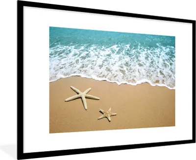 Produktbild von MuchoWow® MuchoWow® Gerahmtes Poster Seestern - Strand - Meer 90x60 cm - Poster mit zchwarzem Bilderrahmen - Wanddekoration - Fotos