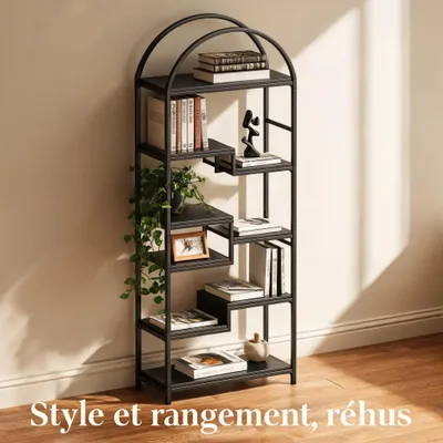 Image de Étagère pour plantes - Support à fleurs - 5 niveaux - Métal - 60 x 30 x 170 cm - Autoportant - Couleur 01