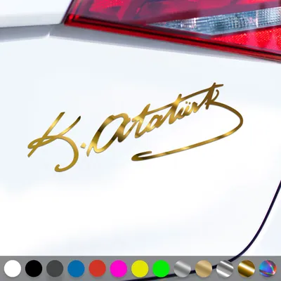 Produktbild von PantherPixel Atatürk Aufkleber Mustafa Kemal Türkei Imza Sticker Auto Geschenkidee Farbe Chrom-Gold