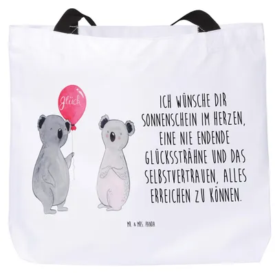 Produktbild von Mr. & Mrs. Panda Einkaufstasche Koala Luftballon - Weiß - Geschenk, Tote Bag, Koalabär, Geburtstag, Party, Laptoptasche, Reisetasche, Strandtasche, Tasche