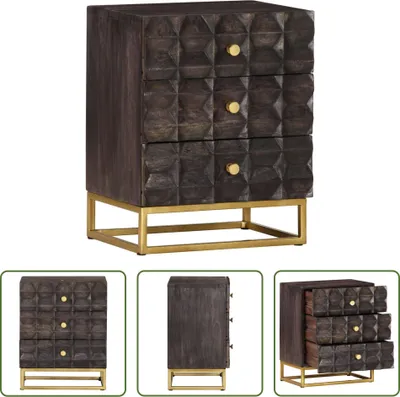 Produktbild von The Living Store Nachttisch Schwarz 40x30x50 cm Massivholz Mango