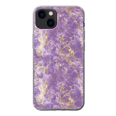 Produktbild von MuchoWow® Handyhülle Schutzhülle Hülle für iPhone 13 Marmor - Lila - Gold - Muster Silikon Softcase Handy Hülle - Karteninhaber