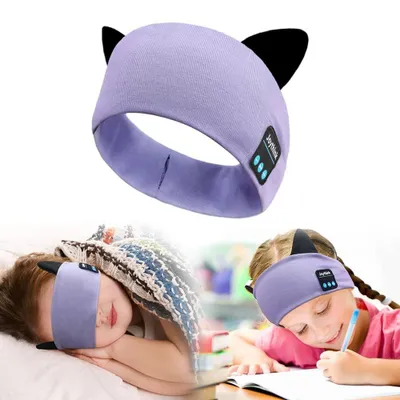 Produktbild von Bluetooth Stirnband Kopfhörer Kinder Schlafkopfhörer für Mädchen Jungen weiches Musik Stirnband zum Schlafen Reisen Hörspiele verstellbares Kinder Lila