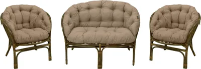 Immagine prodotto di AMPO Cuscino imbottito per gruppo in rattan Set di mobili in rattan Bahama sedia + panca in rattan