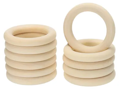Makramee-Ringe aus Naturholz, 50 mm, 20 Stück, unbehandelt