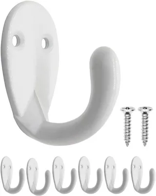 Immagine prodotto di Set di 6 ganci appendiabiti bianchi in ferro Unyqoos® – ganci robusti per ingresso, bagno e cucina, design vintage e antico, inclusi 12 viti
