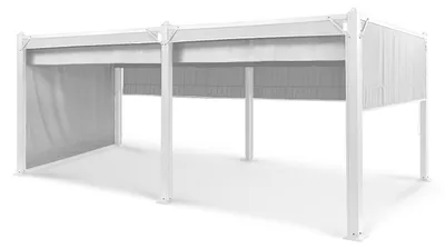 Obrázok produktu pre Blumfeldt Pavillon altánok 3x6 m, kovový altánok z nehrdzavejúcej ocele so sťahovacou strechou a bočnými stenami, vodotesný altánok, stabilný a odolný voči zime, odolná pergola voľne stojaca, záhradný altánok s UV ochranou