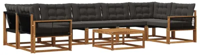 Produktbild von vidaXL Outdoor-Sofagarnitur mit Kissen 8 pcs Natürlich und Schwarz