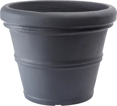 Produktbild von Garden Italia Blumentopf Bell Doppelrand ICL Dn. 25 cm - Höhe 21 cm aus Kunstharz Farbe Anthrazit - Hergestellt in Italien - Frostbeständig - Stoßfest - Leicht, S
