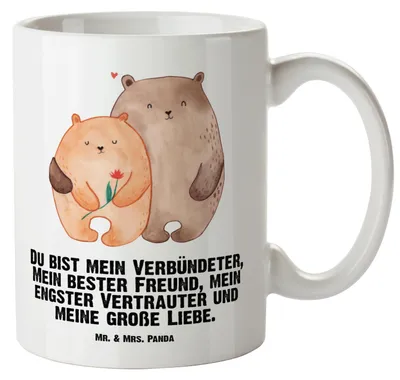 Produktbild von Mr. & Mrs. Panda Pott Bären Liebe - Weiß - Geschenk, Umarmen, Teebecher, Freund, Riesenkaffeetasse, Große Teetasse, Ehe, Ehefrau, Kuscheln, Riesentasse, jumbotasse