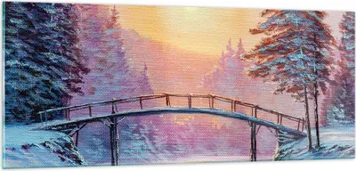 Produktbild von Bilder auf glas - Park Winter Brücke - 100x40cm - Glasbilder - Wandbilder - Kunstdruck - zum Aufhängen bereit - Wanddekoration aus Glas - Glas Bilder - Wandbild auf Glas - Einteilig - GAB100x40-3988