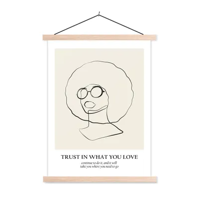 Produktbild von MuchoWow® Textilposter Text - Frauen - Strichzeichnungen - Zitate 40x53 cm mit holzfarbenen Rahmen - Schlafzimmer