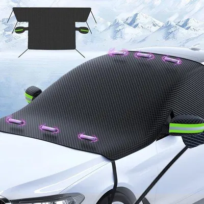 Produktbild von Winterauto-Scheibe-Abdeckung für Eis und Schnee, universelle Scheibe-Schutzabdeckung mit Seitenfenster und Rückspiegel-Schutz, magnetische Winter-Scheibe-Vorfröste-Abdeckung, für die meisten Fahrzeuge.
