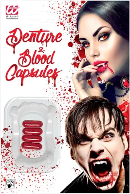 Imagen del producto de Dientes de vampiro de PVC con cápsulas de sangre