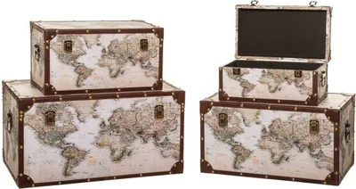 Produktbild von Set aus 4 koffern "anzo" map welt aus holz - Atmosphera créateur d'intérieur