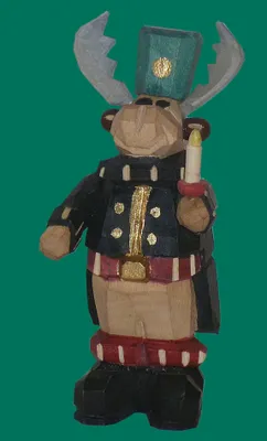 Produktbild von Holzfigur Elch Bergmann geschnitzt Höhe 9cm NEU
