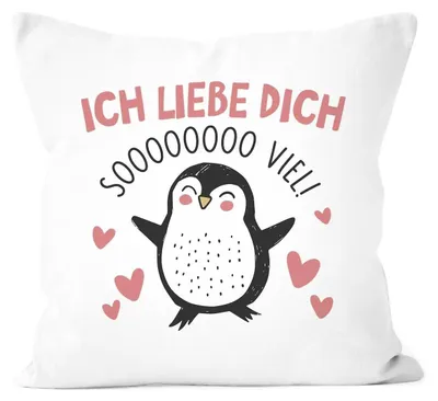 Kissenbezug 45x45 cm mit Pinguin & Liebesspruch, 1 Stück