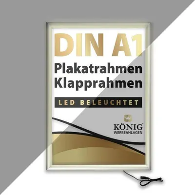 Produktbild von Dreifke® LED Plakatrahmen DIN A1 | LED beleuchtet | 25 mm Alu Profil | entspi...