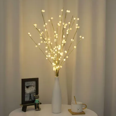 LED-Leuchtzweige 2er-Set, 40 warmweiße LEDs, 70 cm, batteriebetrieben