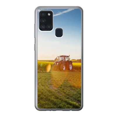 Produktbild von MuchoWow® Handyhülle Schutzhülle Hülle für Samsung Galaxy A21s Traktor - Gras - Sonnenuntergang Silikon Softcase Handy Hülle - Hartschale
