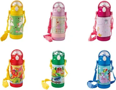 Produktbild von 350-ml-Baby-Thermosflasche aus Edelstahl/ABS mit Strohhalm