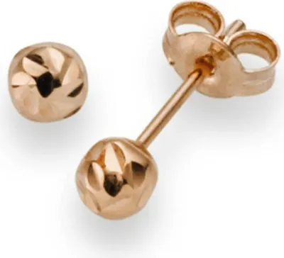 Produktbild von 4mm Kugel Ohrstecker Stecker Ohrschmuck 750 Gold Rotgold diamantiert Damen