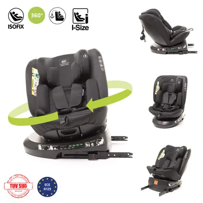 Obrázek produktu pro Dětská sedačka 4BABY otočná o 360 Matt-Fix I-SIZE nastavitelná opěrka hlavy a sedák Černá