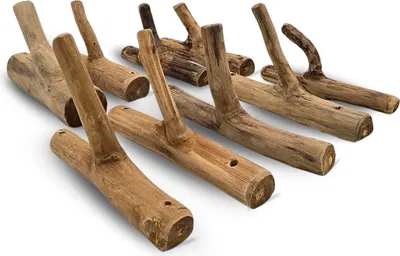 Obrázek produktu pro Šatní háčky 9er Set LIMB | Teakholz Wurzel, Šatní háčky,Nástěnné háčky