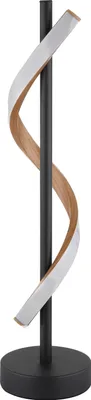 Image de Lampe de table LED, métal, noir mat, aspect bois, H 49,3 cm