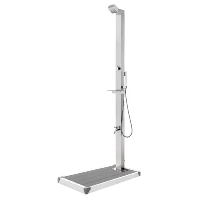 Zdjęcie produktu dla Prysznic ogrodowy z szarą podstawą, 225 cm, stal nierdzewna