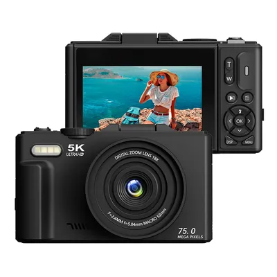 Produktbild von Senzo Digitalkamera 5K mit WiFi - 75MP - 18x Zoom - 60FPS - Fotokamera - Kamera - Kompaktkamera - Vlog-Kamera - Videokamera - Inkl. 64GB