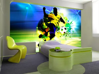 Produktbild von Vlies Fototapete Fussball 400x280 cm Tapeten Wandtapete XXL Ziegel Graffiti Kindertapete Kinderzimmer i-C-0096-a-a