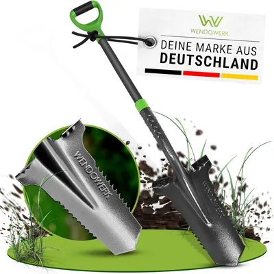 Produktbild von Spaten- & Wurzelsäge - Wurzelspaten Wurzelschneider | Sägezähne durchtrennen Erde und Wurzelwerk effektiv | V-Klingenspitze zum leichten Einstechen in die Erde | Kraftsparend & ergonomisch