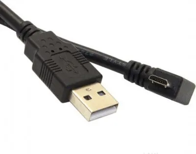Produktbild von SYSTEM-S 5m Micro USB Kabel Stecker 90° Rechts Gewinkelt Winkelstecker auf USB Typ A Stecker Datenkabel Ladekabel