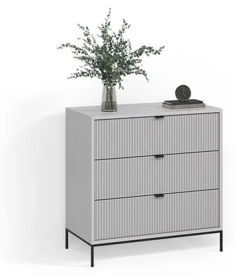 Image de Commode avec tiroirs Livinity Aterno Gris 42x81.2cm avec 3 tiroirs, Model 58934