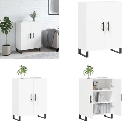 Zdjęcie produktu dla vidaXL Kredens biały 69,5x34x90 cm Materiał drewnopochodny - Kredens - Kredensy - Kredens - Szafka do przechowywania